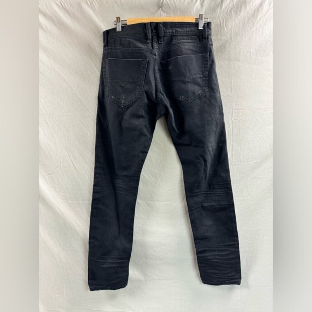 Diesel Jeans Mens Blue Tepphar Slim Carrot Button Fly Distressed Black - Picture 2 of 5
